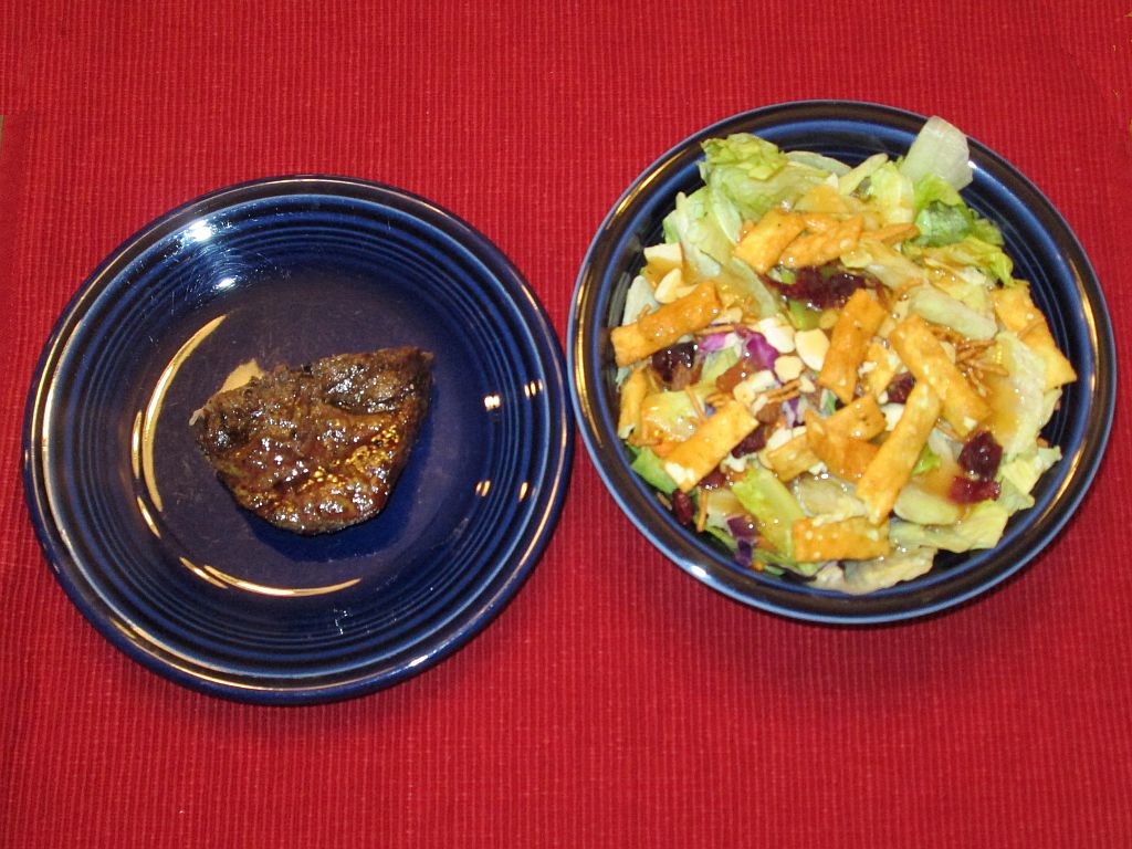 Petite beef tenderloin steak and Asian-style salad