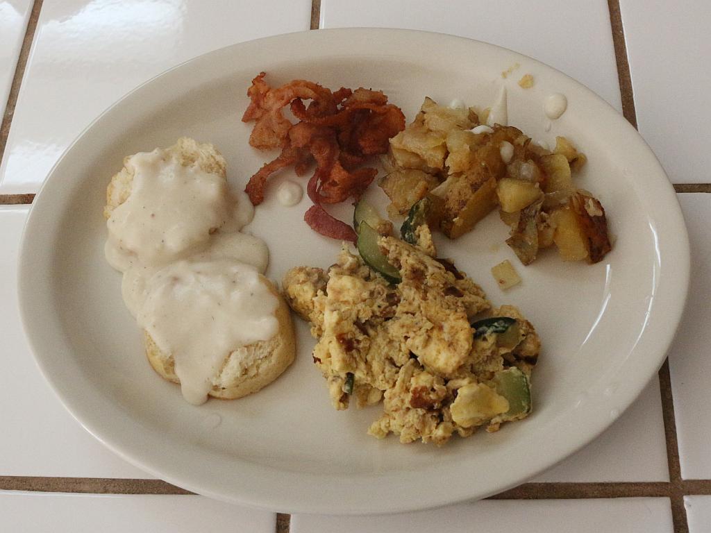 Biscuits, Gravy, Bacon, Taters and Eggs