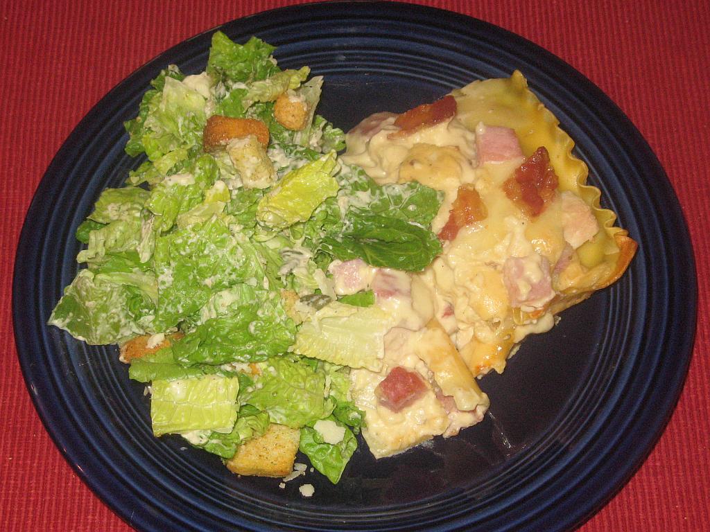 Chicken Cordon Bleu Lasagna and a Dinner Salad