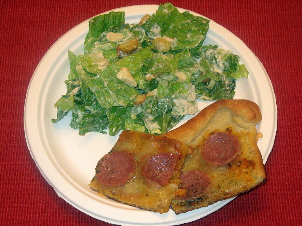 Homemade Pizza and Salad