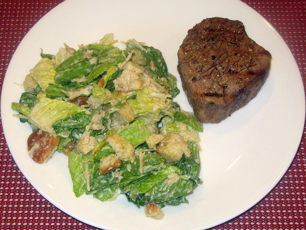 Steaks with Caesar Salad