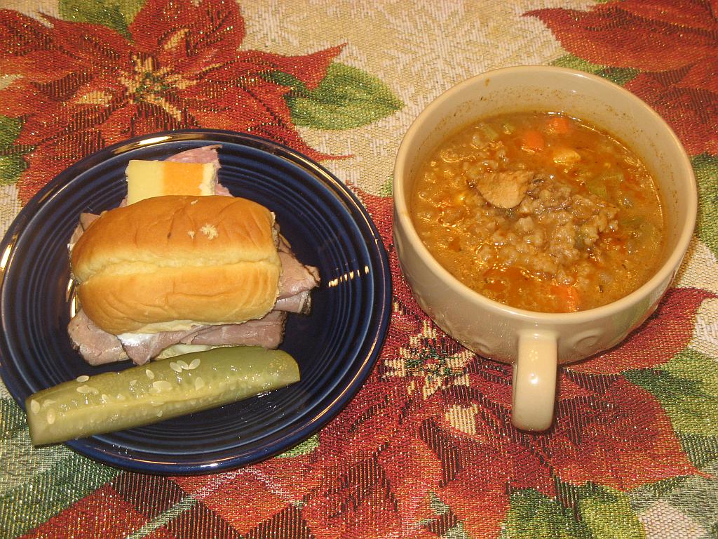 Jambalaya Soup and Slider Sandwich