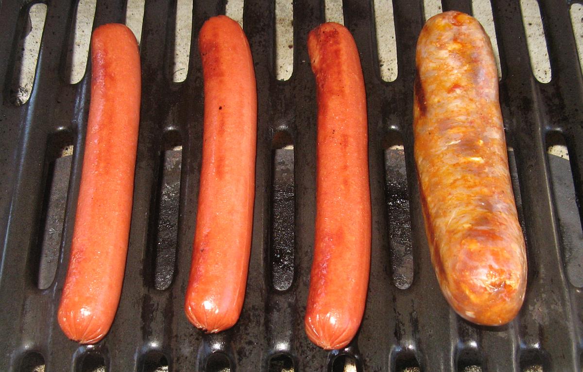 Grilled Hot Dogs and a Brat
