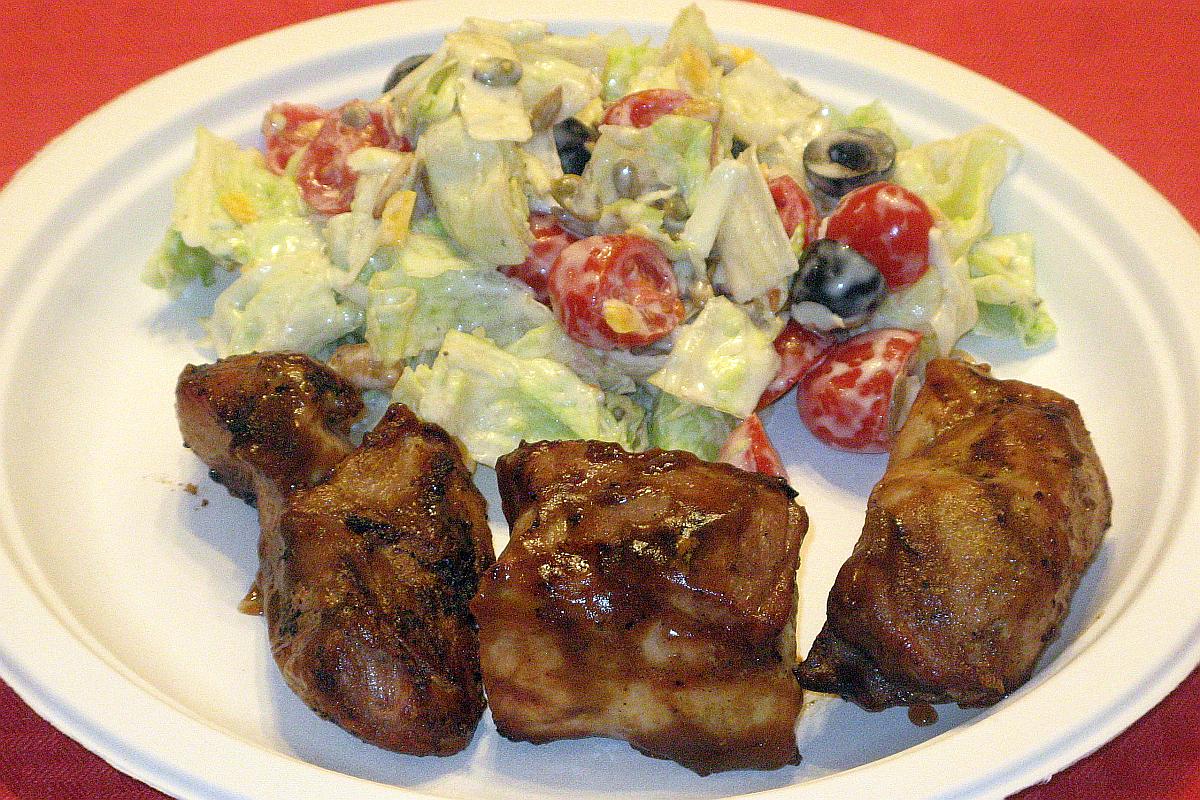 Grilled BBQ Country Ribs and Salad