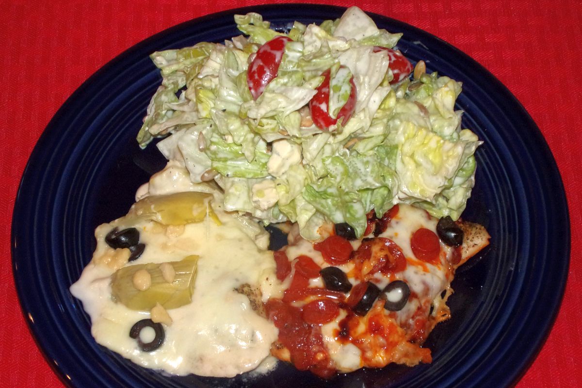 Pizza Chicken Bake and a Salad